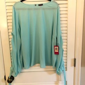 Tiered Tie Cuff Crepe Blouse Size 3X